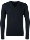 Prada Wool V-neck Sweater In Blue