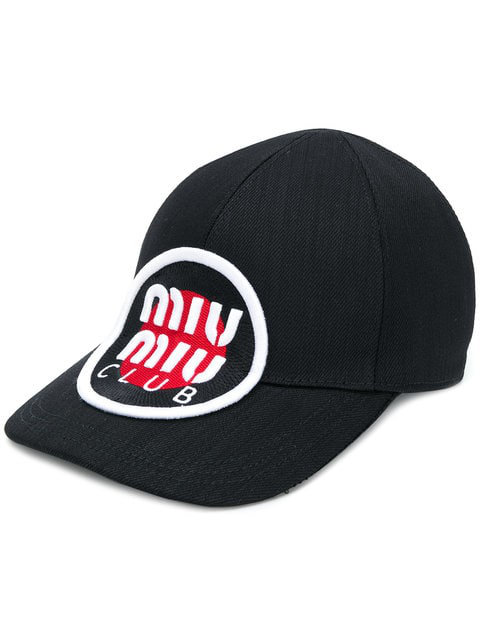 Miu Miu Denim Baseball Cap With Visor In F0002 Black Modesens