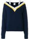 BARRIE CASHMERE V-NECK KNITTED SWEATER,C8434512631019
