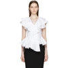 ALEXANDER MCQUEEN White Ruffled V-Neck Blouse,504597QKA03