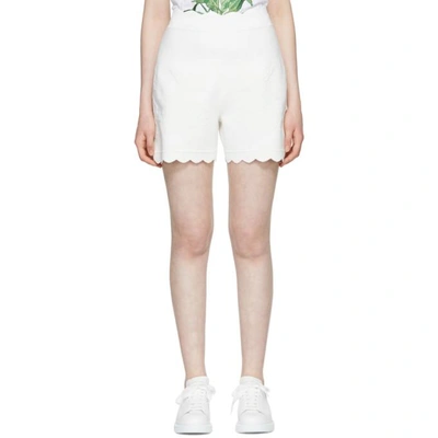 Alexander Mcqueen Ivory Scalloped Knit Shorts In 9078 Ivory