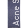 Acne Studios Toronto Logo-intarsia Wool-blend Scarf In Blue