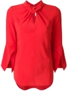 VICTORIA BECKHAM VICTORIA BECKHAM RUCHED COLLAR BLOUSE - RED,TPLNG1333REDCA12481626