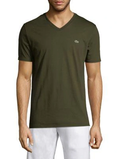 Lacoste Classic Pima Cotton V-neck Tee In Sherwood Green