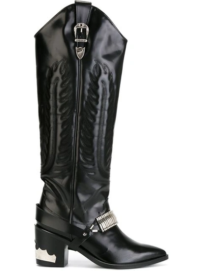 Toga 70mm Over The Knee Leather Boots In Black