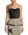 Alice And Olivia Harmon Womens Satin Drapey Blouse In Black