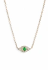 EF COLLECTION DIAMOND & TSAVORITE EVIL EYE CHOKER,EF-60246-YGTS