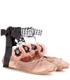 MIU MIU Embellished satin ballerinas,P00298716