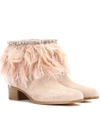 MIU MIU EMBELLISHED SUEDE ANKLE BOOTS,P00299777