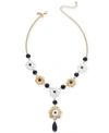 KATE SPADE KATE SPADE NEW YORK GOLD-TONE STONE & FLOWER LARIAT NECKLACE