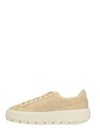 PUMA BEIGE PLATFORM TRACE SUEDE SNEAKER,10329357