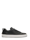 BUSCEMI BLACK LINDON LEATHER SNEAKERS,10329398