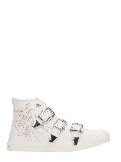Chloé Chloe Kyle Semi-shiny Calf Leather Buckle Trainers In White