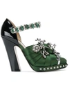 N°21 Nº21 EMBELLISHED KNOTTED BOW PUMPS - GREEN,861112536469