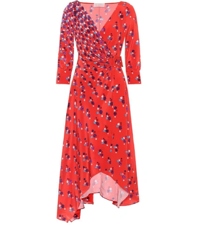 Peter Pilotto Polka-dot Print Silk-crepe Wrap Dress In Red