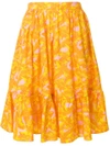 MSGM leaf print midi skirt,2441MDD3618413112627850
