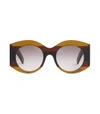 GUCCI Striped Round-Frame Acetate Sunglasses,GUC37R77BRNOS