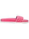 Valentino Pink Rockstud Spike Leather Slides