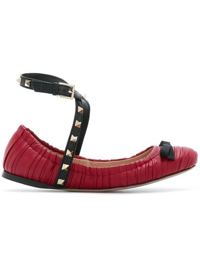 Valentino Garavani Rockstud Ballerinas In Red