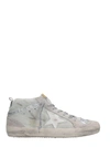 GOLDEN GOOSE SNEAKERS MID STAR GREY AND SILVER LEATHER AND SUEDE,10330450