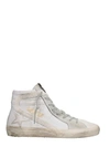 GOLDEN GOOSE SLIDE IN WHITE LEATHER SNEAKERS,10330451