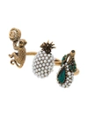 GUCCI GUCCI TRIO RING WITH FRUIT AND MONKEY MOTIF - METALLIC,506906I125612447257