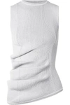 RICK OWENS RUCHED RIBBED STRETCH-KNIT TOP