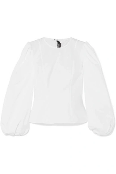 Calvin Klein 205w39nyc Crewneck Blouson-sleeve Fitted Poplin Top In White