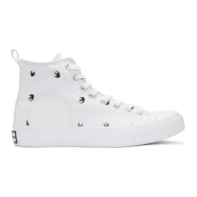 Mcq By Alexander Mcqueen Men's Shoes High Top Trainers Trainers Micro Plimsoll Swallow Canvas In 9013.optwht