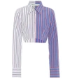 OFF-WHITE CROPPED STRIPED COTTON SHIRT,P00309588