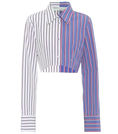 Off-white Off White C/o Virgil Abloh Women's Multicolor Striped Cropped Shirt In Blue
