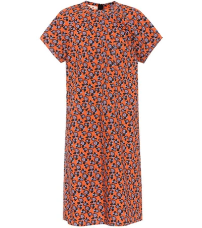 Marni Floral Printed Cotton Dress In Red