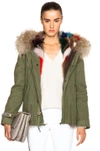 MR & MRS ITALY MR & MRS ITALY MINI FOX ARMY PARKA WITH FOX & RACCOON FUR IN GREEN,MP040S C2