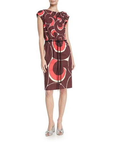 Marc Jacobs Cap-sleeve Drawstring Abstract-print Dress