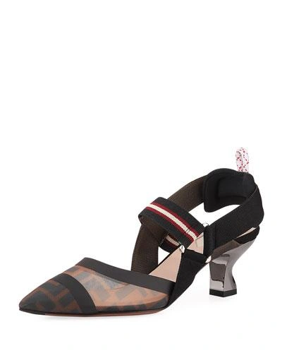 Fendi Tech Mesh Hummingbird Slingbacks Shoes In Multi