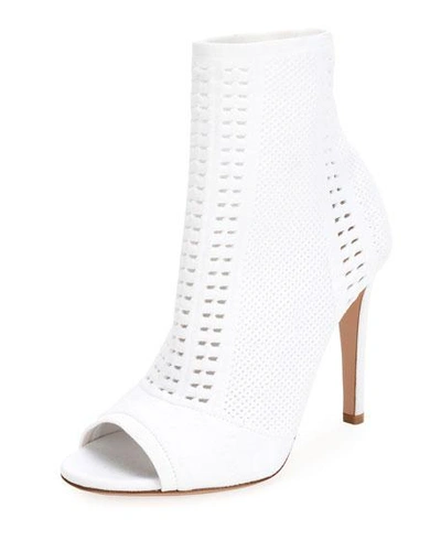 Gianvito Rossi Vires Knit Open-toe Booties In White