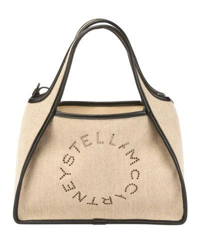 Stella Mccartney Canvas Logo Tote Bag In Beige
