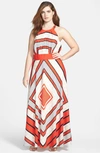 Eliza J Halter Scarf Print Woven Maxi Dress In Print