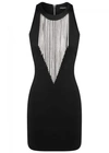 BALMAIN BLACK CRYSTAL-EMBELLISHED MINI DRESS