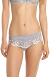 Simone Perele 'wish' Embroidered Boyshorts In Silver