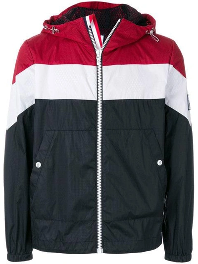 Moncler Colour-block Hooded Shell Jacket In Red