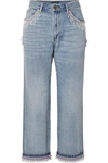 MARC JACOBS CROPPED BEAD-EMBELLISHED BOYFRIEND JEANS