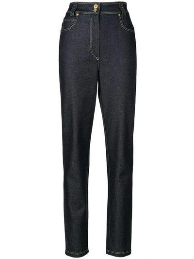 Versace High-waisted Slim-fit Jeans In Blue
