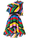 PHILOSOPHY DI LORENZO SERAFINI rainbow stripe one shoulder mini dress,A0411074212635038