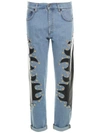 MOSCHINO STUDDED EMBROIDERED COTTON-DENIM JEANS,10339254