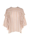 SEE BY CHLOÉ STRIPED WOOL-BLEND GAUZE BLOUSE,10340317