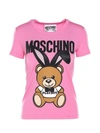 MOSCHINO TEDDY PLAYBOY EMBROIDERED JERSEY T-SHIRT,10339998
