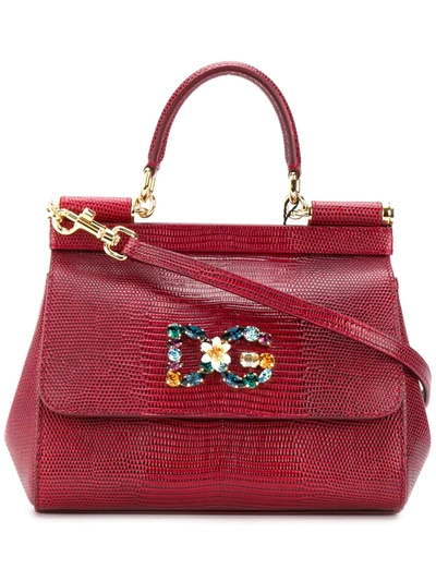 Dolce & Gabbana Small Sicily Tote Bag In Rosso