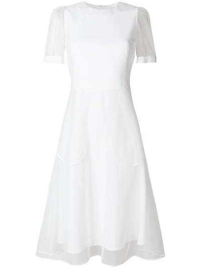 Givenchy Anna Short-sleeve Cocktail Dress W/ Tulle Overlay In White