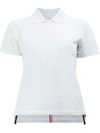 Thom Browne Relaxed Fit Short Sleeve Polo With Center Back Red, White And Blue Stripe In Classic Pique